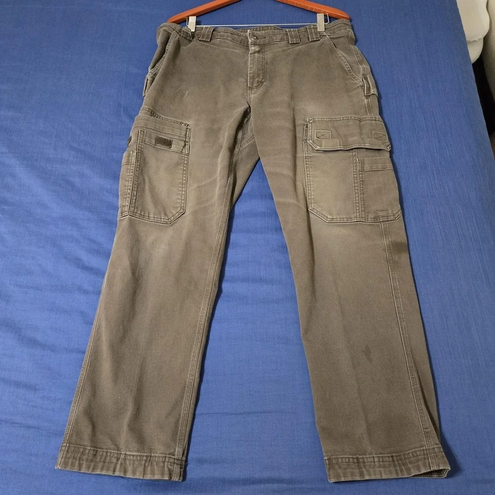 Duluth‎ Trading Co. Pants Mens 38x30 Brown Flex Fire Hose Cargo Slim Workwear